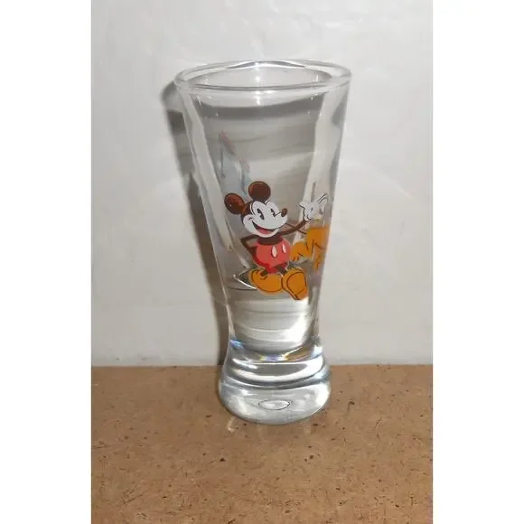 Tall Vintage Disneyland Shot Glass Featuring Mickey Mouse & Pluto - Picture 3 of 8